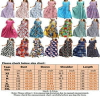 Beiwei dame duge haljine cvjetne tiskovine maxi haljine kratki rukav sandress tunika ženska posada seksi