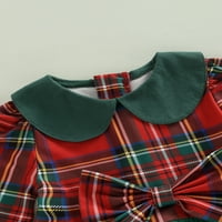 Meihuida Toddler Djevojka Božićna slatka haljina karirana ispis tulle patchworkwork lutka s dugim rukavima