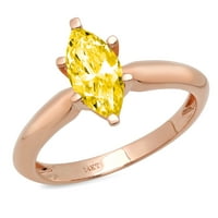 1CT Marquise Cut Yellow Simulirani dijamant 18K ružičasto zlatne obljetnice za angažman prsten veličine