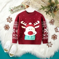 UusZGMR džemperi za dječake Djevojke Toddler Winter Dugi rukav Božićni crtani jelen pleteni džemper