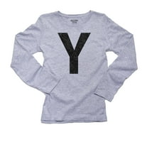 Monogram - Y - slovo u sivoj majici s dugim rukavima od crne žene