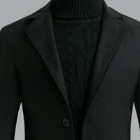 Kaput za muškarce, jesen zimski novi stil plus pamuk čvrste boje vunene reverske jakne od muške crne