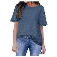 Moonker Womens Majice za ženske bluze Čvrsta boja okrugli vrat kratki rukav Šifon majica na vrhu Ležerne