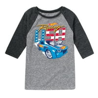 Vrući točkovi - Racing SAD - Grafička majica mališana i omladine Raglan
