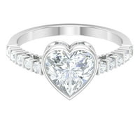 2. CT oblik srca Moissitni zaručni prsten, moissan za žene, srčani solitaire zaručni prsten, sterling