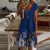 KCcocoo haljine za žene Žene Ležerne prilike V izrez Ljeto cvjetno tiskovina kratkih rukava haljina na plaži Sunderss tamno plavi xl