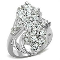 Alamode SS016 - Ženski srebrni srebrni prsten srebrnog sterlinga sa AAA CRD CZ-om u CLEAR - veličina 6