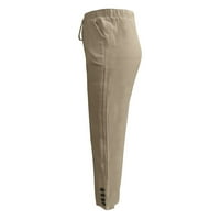 Akiihool ženske hlače plus veličina Ženske ravne noge obrezane radne hlače elastične visoke struk široke