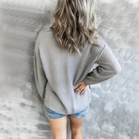 Dugene žene plus dugi kaput ženski dugi rukav V-izrez V-izrez pleteni jesenski džemper casual pulover