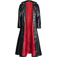 Kaputi za muške, gotički kaput od crvenog fau kožnog gumba kožni kaput