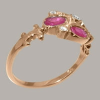 Britanci napravio je 10k ružičasti zlatni sintetički kubični cirkonijski i prirodni rubin ženski zaručni