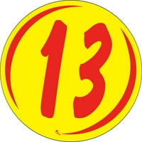 Ovalna dvocifrena godina naljepnica - crvena žuta - 13 - 8-L 1 2h od 12