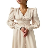 Žene Elegantne karoserije Cadcon Ruched Wrap haljina dugih rukava V izrez Sosidna satena haljina Vintage