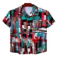 Sanviglor Muška bluza rever vrat Ljetne košulje dolje dolje na vrhu Havajska majica Plaža T Majica Style-H