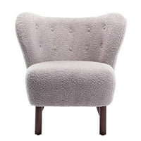 Akcentna stolica, modernu stolicu za obnavljanje gumenim drvenim nogama i lepršavim presvlakama sjedala, tufasta kauč stolica za klupska stolica bočna stolica za dnevni boravak, pub ili ured, siva