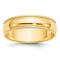 Žuti sterling srebrni prsten pol pola okrugli Milgrain