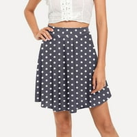 Xiuh Žene Polka Dot Print Pleated Slim mini suknja High Shex Ruffle Skraćena suknja Siva m