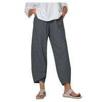 Ženske hlače za rad džep labavi struk čvrste elastične pantalone za istezanje