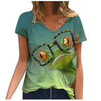 Košulje za žene Zelena prodaja Fashion Women V-izrez kratki rukav majica Majica Ljetni ispis Loose vrhovi