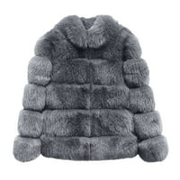 Virmaxy Fau FO kaput za plišani kaput za žene plus size zimska topla labav štand ovratnik kose plišana