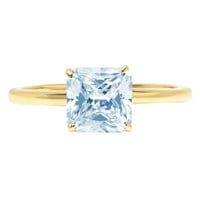 2CT Asscher Cut - Solitaire - Simulirani plavi dijamant - 14k žuto zlato - angažovački prsten