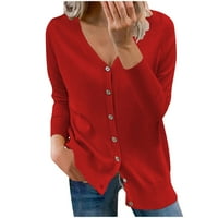 Ženski gumb down Cardigan s dugim rukavima Klasični džemper pleteni kardigan casual fit solid boja Osnovna