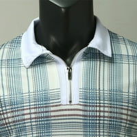Košulje za muškarce Stripe kratki rukav polos majice Splice casual patentni zatvarač Okrenite mušku
