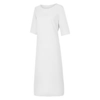 Clearsance Ljetne haljine za ženska lakta-puna slobodno vrijeme Maxi A-line okrugla dekoltena haljina