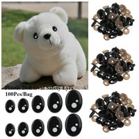 20 plastične crne lutke životinje djeca DIY igračke lutkarski obrtni obrtni pribor OVAL sigurnosne oči za bijeli medvjeda 8x