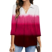 Ljetni vrhovi za žensku modnu ženu V izrez Tri četvrtine 3 4Sleeve majica Štampanje bluza vrhova dukserice