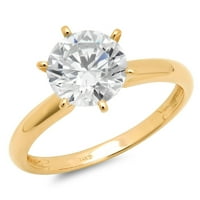 1.5ct okrugli rez bijeli safir 14K žuti zlatni godišnjica Angažman prsten veličine 9,75