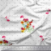 Soimoi pamučna kambrička tkanina točka, lišće i periwinkle cvjetno ispisno tkanina od dvorišta široko