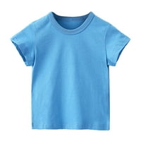 Miluxas Clearence Toddler dječaci Djevojka Pamučna majica Komforna puna boja kratkih rukava Top nebo plava 8-9 godina