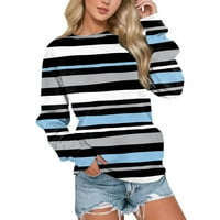 Entyinea grafički duksevi za žene casual crewneck dugih rukava pulover ispis bluze crne l