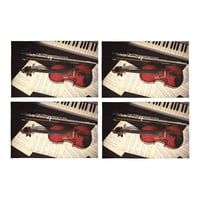 Muzički instrumenti Violina i klavir sa glazbenim notama Placemats Stolni prostirke za trpezariju Kuhinjski