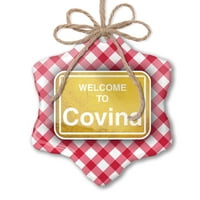 Ornament tiskani jedno oboren žuti put sa dobrodošlicom u Covina Christmas Neonblond