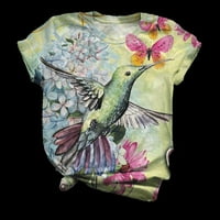 Ljetni ženski kratki rukav 10D ptice tiskane majice casual okrugla bluza plus veličina