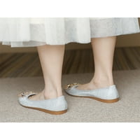 Oucaili Žene Udobne cipele za Rhinestones Obuća protiv klizanja Balerina Baletni proizvodi Cipele srebrne 10