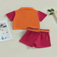 Ljetna odjeća za djevojčicu od malihnu, košulju u boji s kratkim rukavima, kratkim kratkim hlačama