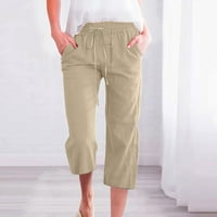 Clears Cropped pantalone moći ženske ležerne boje, labave hlače ravno hlače ravno široke noge pantalone
