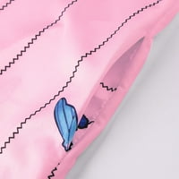 Gotyou haljine Ženska moda Retro Leatfelly Print V-izrez Džepne haljine dugih rukava Pink XXXL
