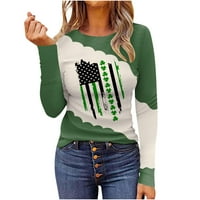 Zelene bluze za žene ST PATRICK Day poklon za žene sl. PADDYS Dnevne majice Ženske vrhove za žene Ležerne