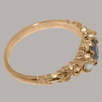 Britanska napravljena spektakularna 18K ruža zlata prirodna safir i kubični cirkonijski ženski prsten