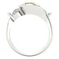 3. CT sjajan okrugli rez simulirani žuti dijamant 14k bijelo zlato Trobotan prsten s 7,25