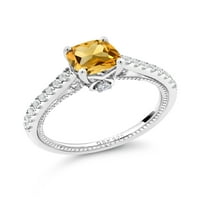Gem kamen kralj sterling srebrni žuti citrinski i bijeli stvorili su zaručni prsten safir za žene