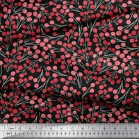 Soimoi crni pamučni voile tkanine crvene bobice plodovi ispisa šivaći tkaninu dvorište široko
