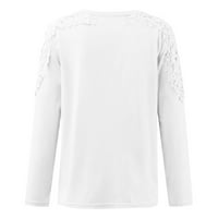WHLBF Žene odobrenje ispod $ plus veličina, ženska ležerna čista od pukog okrugla vrata izdubljena dugih rukava majica za mršavljenje