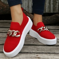 DMQupv GUTDED čizme za žene MESH Metal Chain Dekorativne platforme casual cipele cipele cipele crvene 7