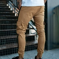 Leesechin muški teretni pantalone-carice-teretne hlače Slim fiting boja podudaranje tajica za vuču na
