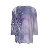 APEPAL Womens V majice za rukav Poslovni casual vrhovi labavi rad Tunika Bluza Purple 3xl
